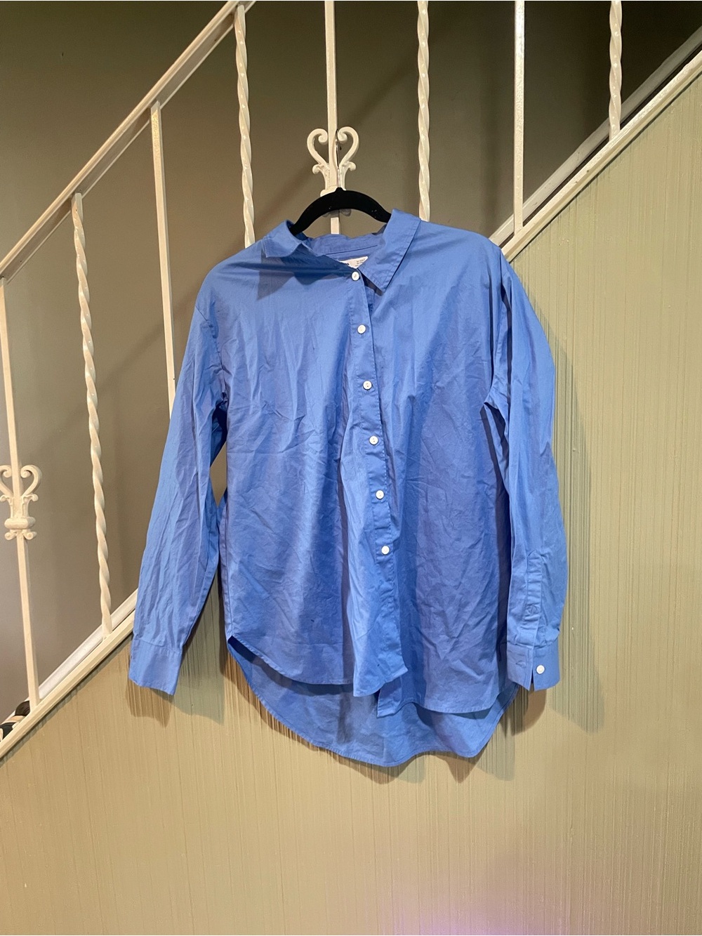 Sonoma Goods for Life Maternity Blue Long Sleeve Oversized Button-Down Shirt